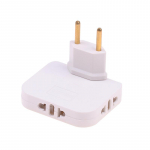Reguleeritav 3 in 1 Eu pikenduspistik elektriadapter 180 kraadise p&ouml;&ouml;rdega valge