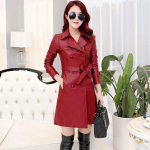 Top Compound Lambanahast jakk Lady Free Wash PU Naiste r&otilde;ivad Trench Pikk kunstkarusnahast mantel T&auml;navar&otilde;ivad M