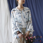 Johnature naiste hiina stiilis ramie s&auml;rgid Hiina stiilis prinditud lillelised pluusid s&uuml;gise pikkade varrukatega n&ouml;&ouml;biga naiste s&auml;rgid One Size helesinine v&auml;rv