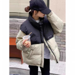 Naiste talvine &uuml;lisuur avar l&uuml;hike jope, paks puuvillane polsterdatud mantel naistele, vabaaja puhvparkad naistele M must