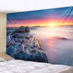 Meremaastiku kunsti gobel&auml;&auml;n Seinale Rippuv kodukaunistus kardin katted riidest tekk p&auml;ikeseloojang Rannavaade hiiglaslik riie plakat 95x73cm