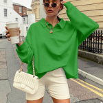 Naiste dressipluus, &uuml;hev&auml;rviline polo-krae, lihtne moodne vaba topp S valge