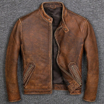 7xl Brand Classic Casual Style veisenahast jope, 100% ehtsast nahast meeste riided. Vintage biker-nahast mantel. 5XL-185cm 90kgs kollane