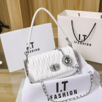 Ehtsast nahast kaenlaaukott Rhinestone kettkott 2023 Uus Tide Diamond Lattice kott &Uuml;he &otilde;lakott valge