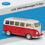 1/24 Scale Welly 1963 Volkswagen T1 Bussi sulamist automudel Survevalu metallist m&auml;nguasjas&otilde;idukid Automudel K&otilde;rge simulatsioonikollektsioon Laste kingitused 1/24-17.2x7.6x7cm elevandiluuvalge