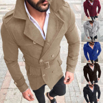 Meeste mood Slim Fit pikkade varrukatega &uuml;likond Top jakid Trench mantel Mehed s&uuml;gistalv L gray