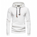 Meeste moe &uuml;hev&auml;rviline vabaaja pullover Jacquard dress Meeste ruuduline tepitud puuvillasest riidest kapuutsiga kampsun XXL valge