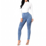 Naiste s&auml;&auml;rised Teksad K&otilde;rge v&ouml;&ouml;kohaga Jooksmine Sport Jooga Denim &otilde;hukesed p&uuml;ksid Naiste elastsed pliiatsp&uuml;ksid XS