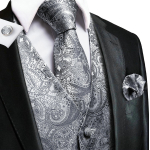 Hi-Tie Meeste Vest Siidist Paisley Lilleline Lips Taskur&auml;tik Mansetin&ouml;&ouml;bid KOMPLEKT Ametlik 2XL