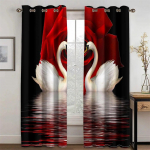 Romantiline armastus Luik Punane Roos Lilled Aknakardinad Rulood elutuppa Lapsed Magamistoa Vannituba K&ouml;&ouml;k Uks Kodukaunistus W65X60H(cm)X2Pcs&Hook