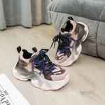 Fujini 5,5 cm s&uuml;nteetilisest ehtsast nahast riidest poolsaapad naiste platvormiga kiiluga paksud tossud, vulkaniseerivad pumbad k&otilde;rge kaubam&auml;rgiga kingad 35 roosa