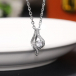 POMOiii elegantne pulmakaelakee naistele, valge/roheline CZ kihlamispeo ripats kaelakee, uhke s&uuml;nnip&auml;evakingitus trendikad ehted 45cm roheline