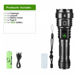 2000M kohtvalgusti LED-taskulamp 80W valge laseriga suure v&otilde;imsusega taskulamp USB-laadimine v&otilde;imas taskulamp laterna k&auml;silamp with 18650 battery must