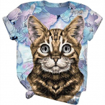 Naljakad naiste T-s&auml;rgid Suvised Kawaii 3d kassidega T-s&auml;rk Moodne l&uuml;hikeste varrukatega naiste top Naiste O-kaelusega &uuml;lisuured naisteriided XS