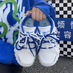 Naiste klassikalised paksud tossud, kevadv&otilde;rk, n&ouml;&ouml;riga k&otilde;rged kontsad, &uuml;mmarguse varbaga platvormkingad naistele Vulcanize suures suuruses kingad 35 sinine