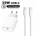 35 W PD USB-C kiirlaadimine Apple iPhone 15 Pro Max Type C laadimiseks USB C andmekaabli tarvikud 1m hall