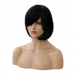 Naiste kallutatav frisett l&uuml;hike must sirge juuksepikenduspeo Cosplay parukas