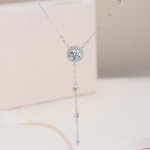 Uus h&otilde;bedane S925 Moissanite tuti kaelakee suurep&auml;rase l&otilde;ikega D v&auml;rviga 1 CT teemant naiste kleit kaelakee sertifitseeritud ehted 45cm gray