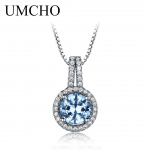 Umcho Sinine topaas kalliskivist ripatsid kaelakeed naistele ripats br&auml;ndi peened pulmaehted kingitus talle taevasinine v&auml;rv