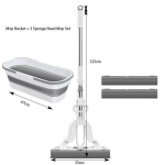 Sponge Mopi s&uuml;steem kokkupandava mopi &auml;mbriga Kodu plaaditud p&otilde;rand Vannitoa puhastuskaabitsa ja pikendatava teleskoopilise pika k&auml;epidemega 2pcs mops valge