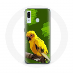 Rohelise taustaga &uuml;mbris Samsung Galaxy A20 Yellow Parakeet Birds jaoks