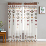 Boheemlaste retro-etnilised l&auml;bipaistvad kardinad elutuppa Kaasaegse magamistoa t&uuml;llkardinate aknakatted 135W x 114H(cm) white