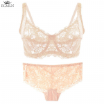 2 tk/komplekti naiste &uuml;li&otilde;hukese pitsiga pesukomplekt Seksikas l&auml;bipaistev pitspesu alustraadist Push Up rinnahoidja ja madala v&ouml;&ouml;kohaga stringid, mugav pesukomplekt 34/75B valge