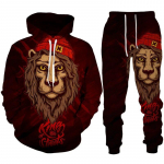 Personality Lion 3D Printiga kapuuts/spordidress Meeste lahedad kapuutsiga dressipluusid+p&uuml;ksid Jooksukost&uuml;&uuml;m Hip Hop Meeste t&auml;navar&otilde;ivaste r&otilde;ivakomplekt XL