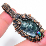 Natural Seraphinite Gemstone Handmade Copper Wire Wrap Pendant 2.36 v0n21