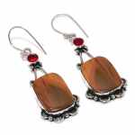 Natural Mookaite, Garnet Gemstone 925 Sterling Silver Earring 2.36 z5r44