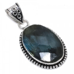 Natural Labradorite Gemstone Handmade 925 Sterling Silver Pendant 2.09 h6r80