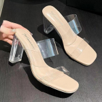 Mood suvine l&auml;bipaistvad pumbad sandaalid naiste seksikad k&otilde;rged kontsad keskmise kontsaga tarretisega elegantsed sussid kingad 35(5cm) aprikoosi