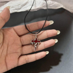 Gooti 90ndate nahast k&ouml;is Lava Star Cross Ripats kaelakee Naistele Meestele Antiik h&otilde;bedase v&auml;rvi aksessuaarid Esteetilised ehted