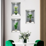 3 tk 3D taimede lilledega seinakleebiste komplekt DIY kroonklaasist kleebised elutoa jaoks magamistoa pulmakaunistuseks isekleepuvad k&uuml;lmkapi kleebised 30*45cm*3Pcs