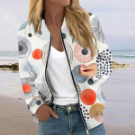 Naistele m&otilde;eldud jakid pikkade varrukatega, kerge lukuga, k&auml;rbitud moeprindiga &uuml;ler&otilde;ivad Taskutega vabaaja jakid L sinine