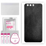 apgo Protective Skin Sticker for the back compatible with Huawei P10 Plus, Wrap Film, Foil, Vinyl - Pattern Black Leather