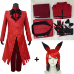Hazbin Cosplay hotell ALASTOR Dust Angel Uniform Cosplay kost&uuml;&uuml;m meeste naiste Halloweeni kost&uuml;&uuml;m t&auml;iskomplekt L-(Costume+Wig)
