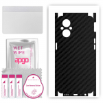 apgo Protective Skin Sticker for the back+sides compatible with Oppo F21 Pro 5G, Full Wrap Film, Foil, Vinyl - Pattern Carbon Black