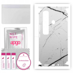 apgo Protective Skin Sticker for the back+sides compatible with Tecno Spark 7 Pro, Full Wrap Film, Foil, Vinyl - Pattern White Marble