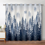 Roheline Mets Aknakardinad Akvarell Puu siluett Loodusmaastik Tr&uuml;kitud kardin magamistoa elutuppa 135W165H(CM)53x65in&Grommet Top
