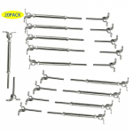 10 paari trosspiirde komplekt T316 roostevaba teras 1/8 puidust postidele Puit Lihtne s&uuml;steem Nurk 180&deg; Reguleeritav Trepid Tekk 20PCS