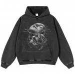 Streetwear Masks Graphic Washed Black Oversized Unisex pikkade varrukatega kapuuts S must