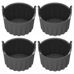 1/4 tk Air Fryer munavormid Silikoonist k&uuml;psetustopsid Kergesti vabastatav nakkumatu k&uuml;psetusvorm k&auml;epidemega Toiduk&otilde;lblik korduvkasutatav k&ouml;&ouml;git&ouml;&ouml;riist tassikoogi jaoks 4pcs hall