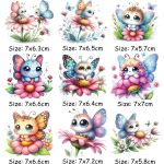 9 tk/komplekt Armsad liblikaplaastrid, kleebised riietel Akvarell, lill, isetehtud soojuse &uuml;lekandmine, uued r&otilde;ivatarvikud seljakoti jaoks