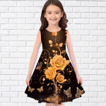 T&uuml;drukute 3D-printidega kleidid Lastele T&uuml;drukute peokleit Varrukateta printsesskleit 3D-printidega 3 v&auml;rvilise roosiga kleit 80 roosa