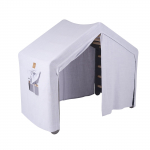 MeowBaby &reg; Ronimisredel suur maja 112x61x94 cm telgiga sisemine trepp. Puit, linane, viskoos, hall ja sinine maja hall