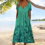 Naiste vabaaja prinditud n&ouml;&ouml;pidega &uuml;mmarguse kaelusega pullover taskukleit L sinine