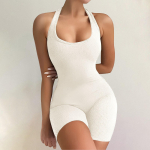 Naiste &uuml;hev&auml;rviline k&otilde;rge v&ouml;&ouml;kohaga Skinny Rib Racerback Tank Jooga kombinesoon L sinine