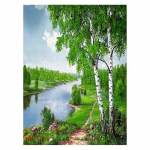 DIY teemantmaal Kaunis maastik ristpistes komplekt Mosaiikkunst Teemantmaal T&auml;isringi teemantidega kodukaunistus Round 50x70cm