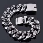 Gooti pealuu meeste k&auml;ev&otilde;rud 19 mm roostevabast terasest kummituskett meestele skeleti ehted mehelikule randmele Uus 18.5CM h&otilde;be